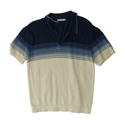 Blue Color Block Short Sleeve Polo