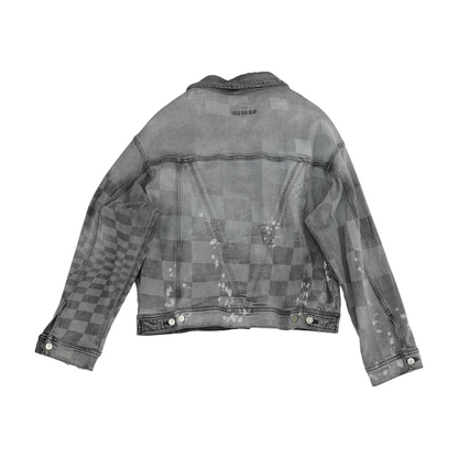 Gray Solid Denim Jacket