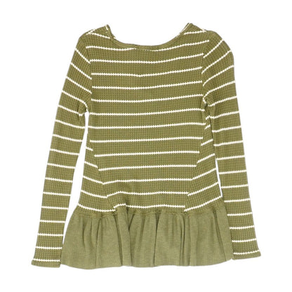 Green Striped V Neck Knit Top