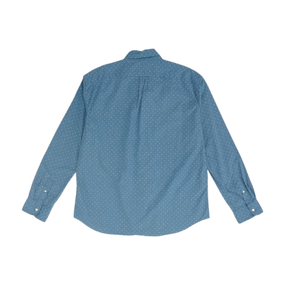Blue Polka Dot Long Sleeve Button Down