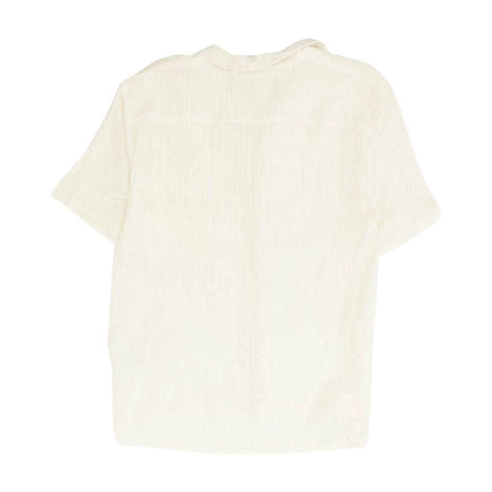 White Solid Short Sleeve Button Down