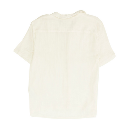 White Solid Short Sleeve Button Down