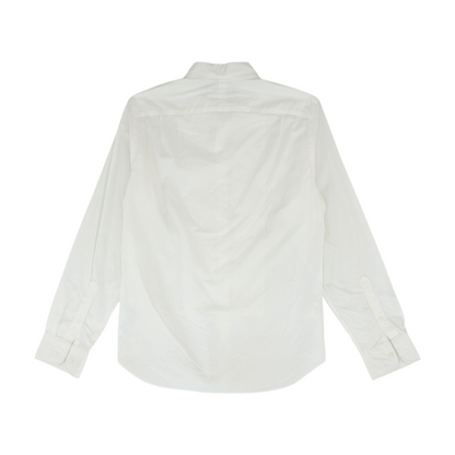 White Solid Long Sleeve Button Down