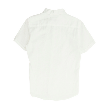 White Solid Short Sleeve Button Down