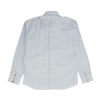 Blue Solid Long Sleeve Button Down