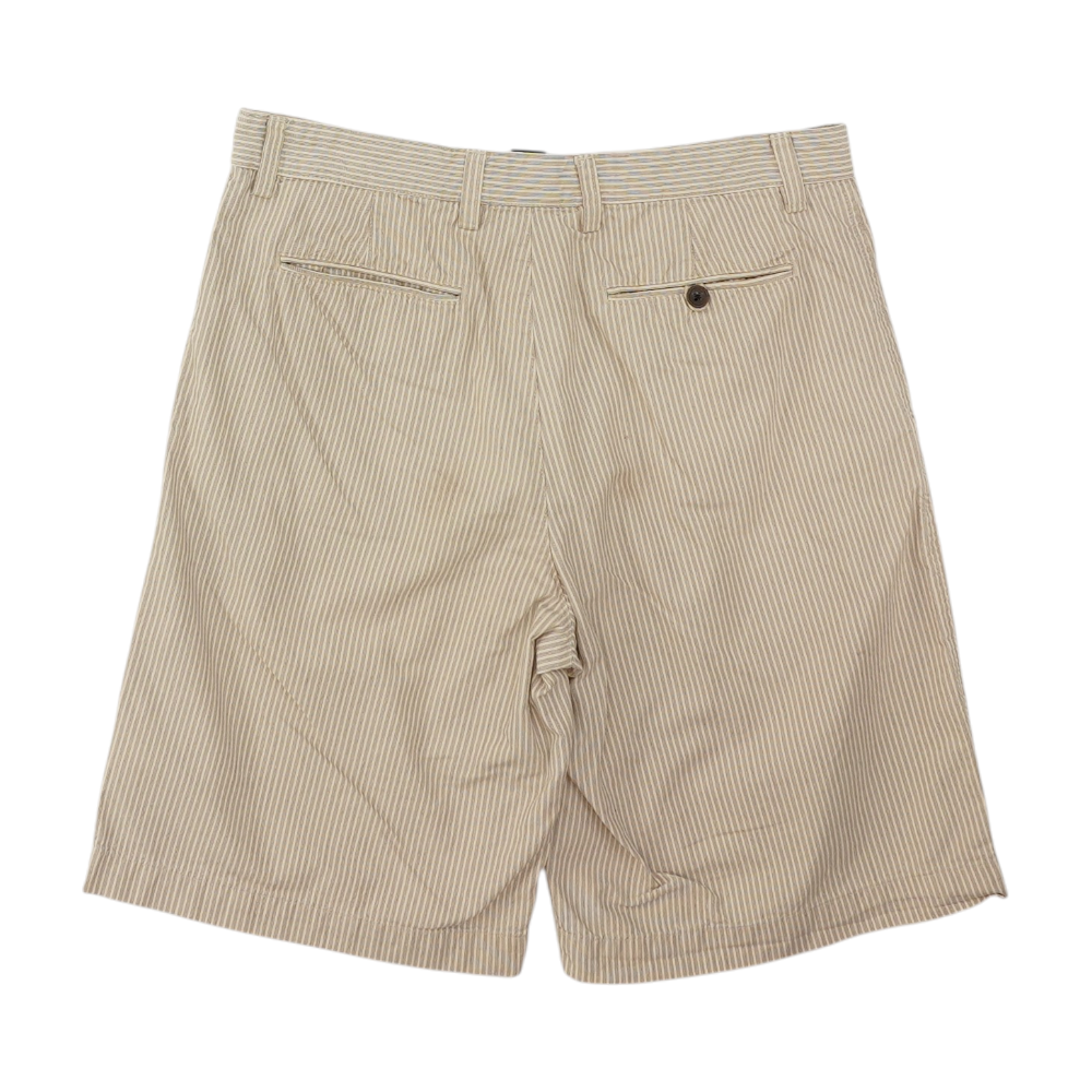 Beige Striped Casual Shorts