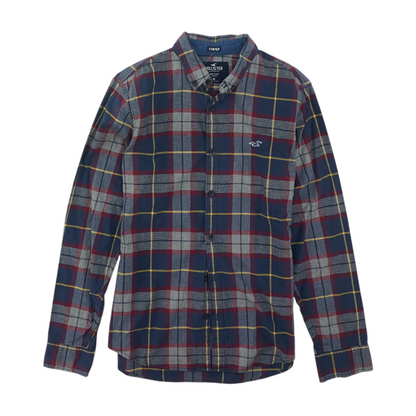 Navy Plaid Long Sleeve Button Down