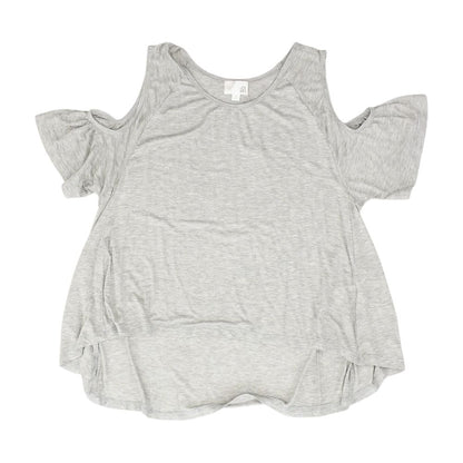 Gray Solid Short Sleeve Blouse