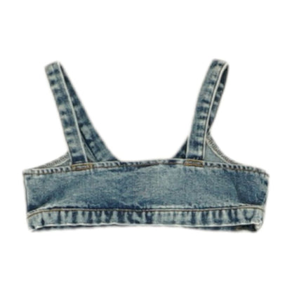 Blue Solid Cropped Tank