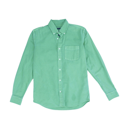 Green Solid Long Sleeve Button Down