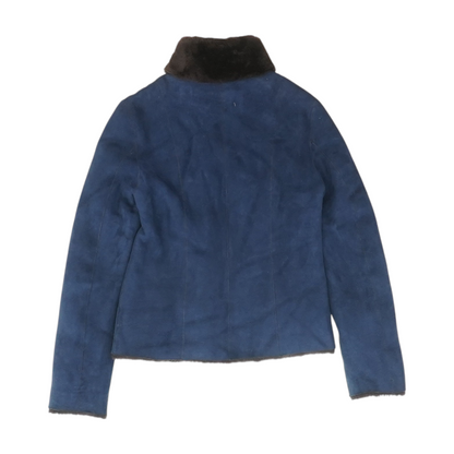 Navy Solid Leather Jacket