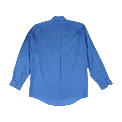 Blue Solid Long Sleeve Button Down
