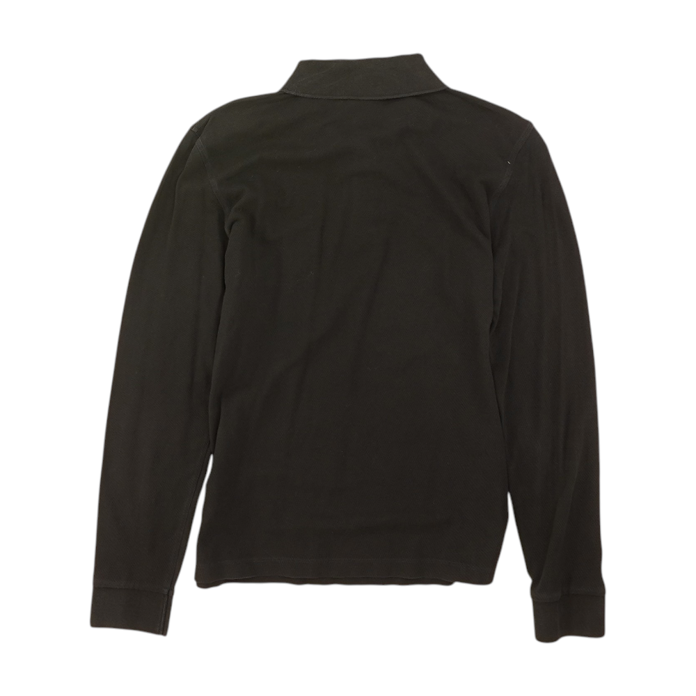Black Solid Long Sleeve Polo
