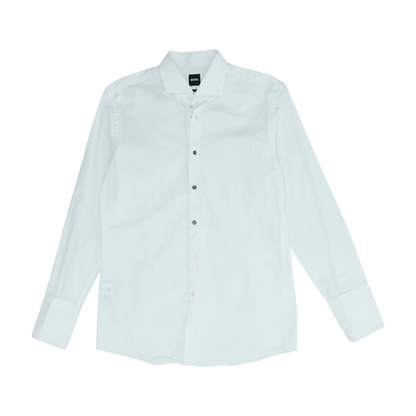 White Solid Long Sleeve Button Down