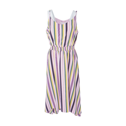 Pink Striped Midi Dress