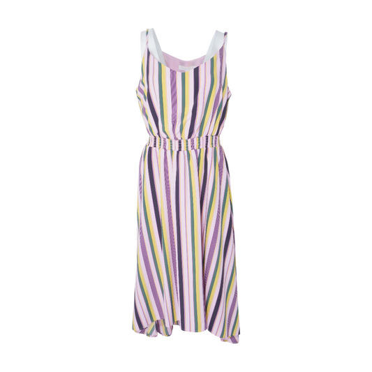 Pink Striped Midi Dress