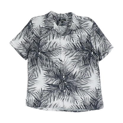 Gray Print Short Sleeve Button Down