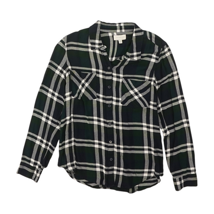 Navy Plaid Long Sleeve Button Down