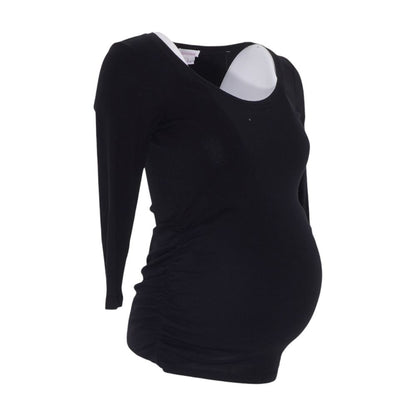 Black Maternity Crewneck Knit Top