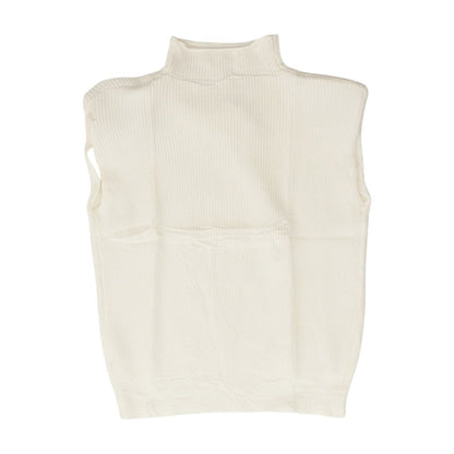 White Solid Mockneck Sweater