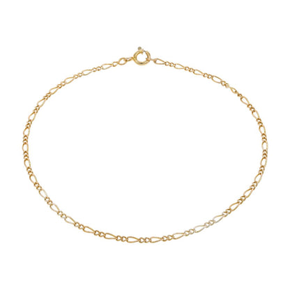 19K Gold Figaro Link Chain Ankle Bracelet