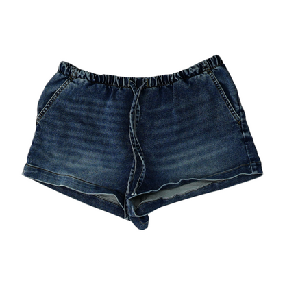 Blue Solid Denim Shorts