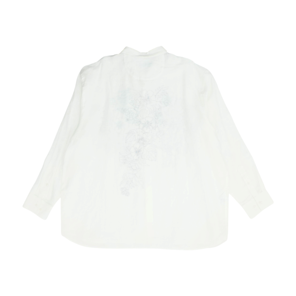White Floral Long Sleeve Button Down