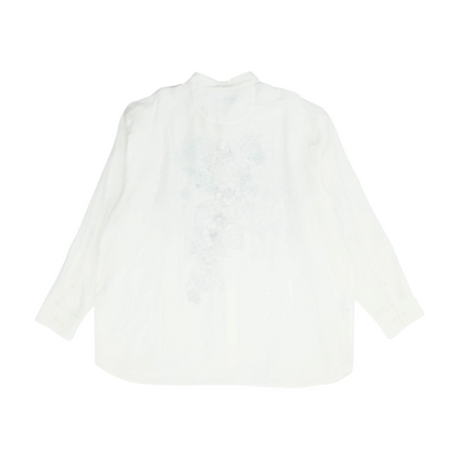 White Floral Long Sleeve Button Down
