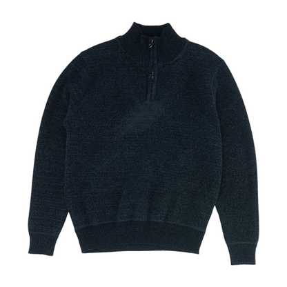 Navy Solid 1/4 Zip Sweater