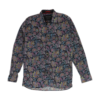 Black Floral Long Sleeve Button Down