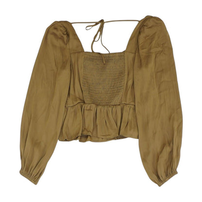 Brown Solid Long Sleeve Blouse