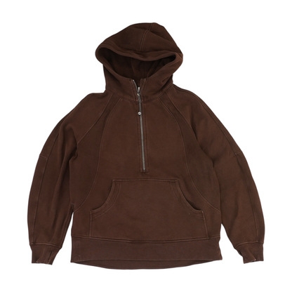Brown Solid 1/4 Zip Pullover