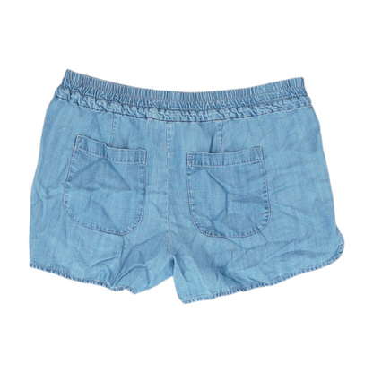 Blue Solid Denim Shorts