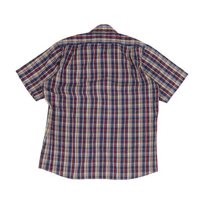 Vintage Navy Plaid Short Sleeve Button Down