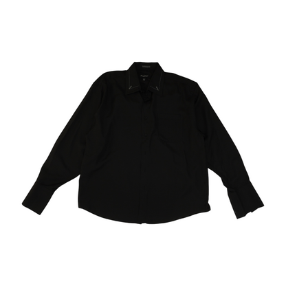 Black Solid Long Sleeve Button Down