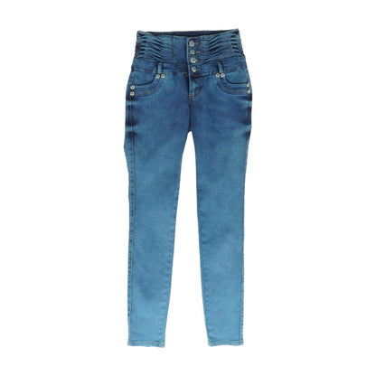 Blue Solid High Rise Jeans