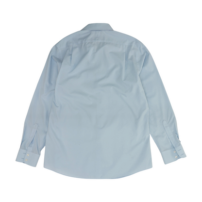 Blue Solid Long Sleeve Button Down