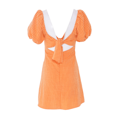 Orange Check Mini Dress