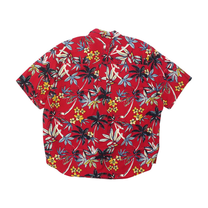 Vintage Red Floral Short Sleeve Button Down
