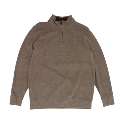 Brown Tall Solid 1/4 Zip Pullover