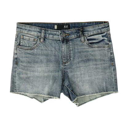 Blue Solid Denim Shorts