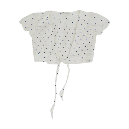 Blue Polka Dot Cropped Blouse
