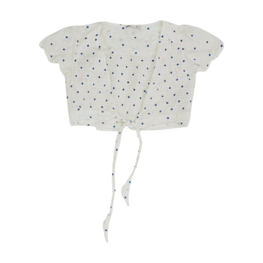 Blue Polka Dot Cropped Blouse