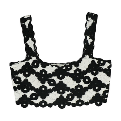 White Print Cropped Blouse