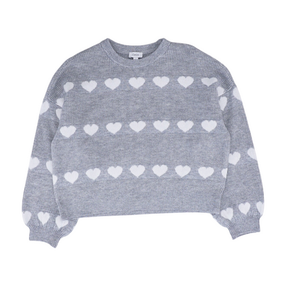 Gray Hearts Pullover Sweater
