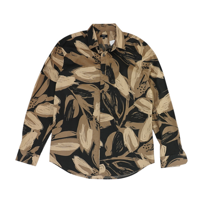 Brown Abstract Long Sleeve Button Down