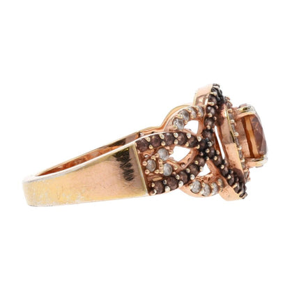 Rose Sterling Silver Brown Cubic Zirconia Crossover Engagement Ring