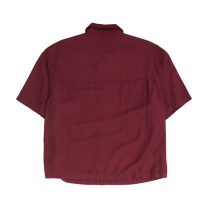 Maroon Solid Short Sleeve Button Down