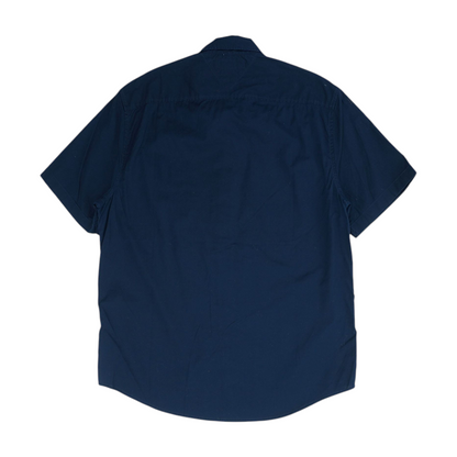 Navy Solid Short Sleeve Button Down