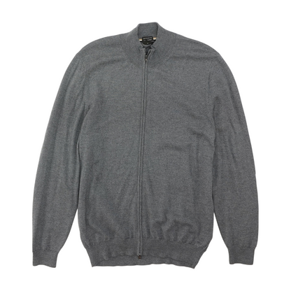 Gray Solid Cardigan Sweater
